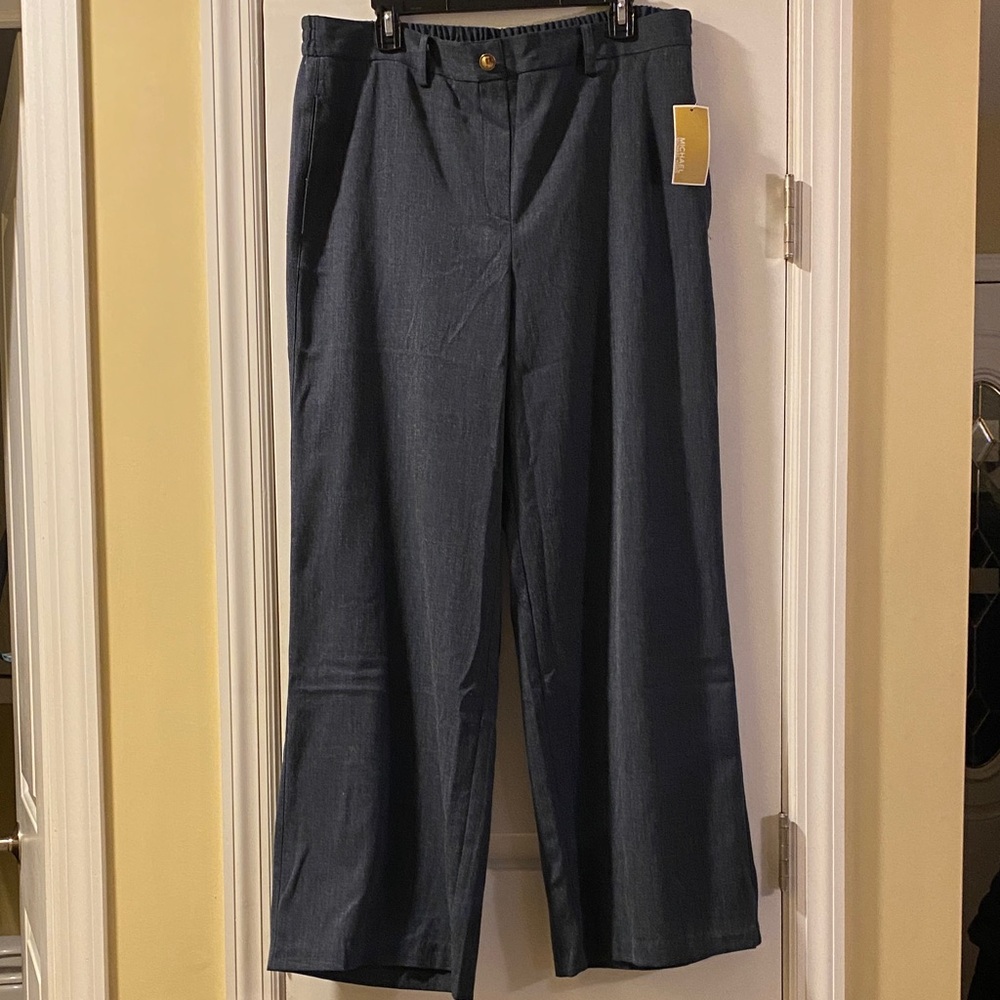 Michael Kors Wide Leg Midnight Blue Stretch Waistband Pull On Pants NWT